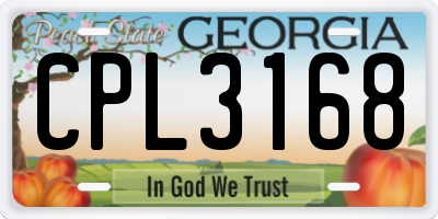 GA license plate CPL3168