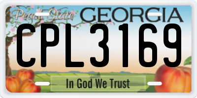 GA license plate CPL3169