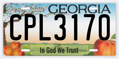 GA license plate CPL3170