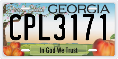 GA license plate CPL3171