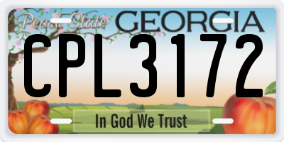 GA license plate CPL3172
