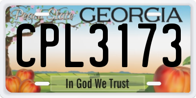GA license plate CPL3173