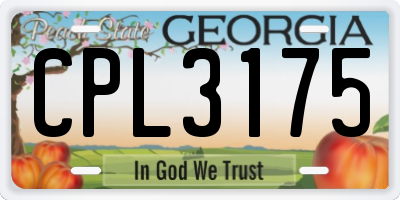 GA license plate CPL3175