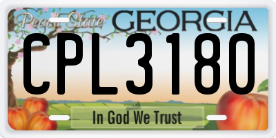 GA license plate CPL3180
