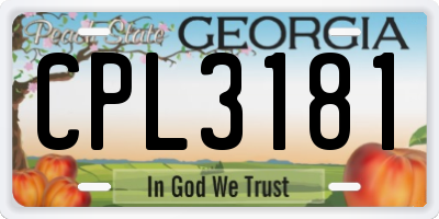 GA license plate CPL3181