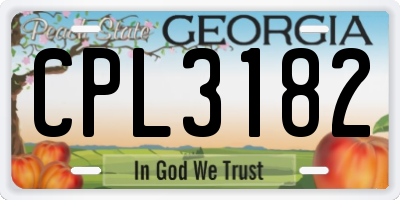 GA license plate CPL3182
