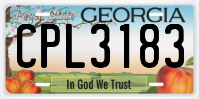 GA license plate CPL3183