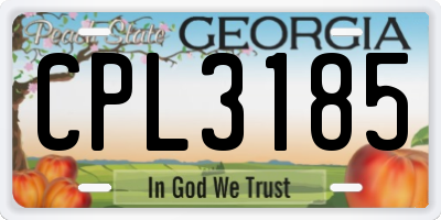 GA license plate CPL3185
