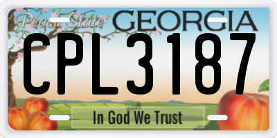 GA license plate CPL3187