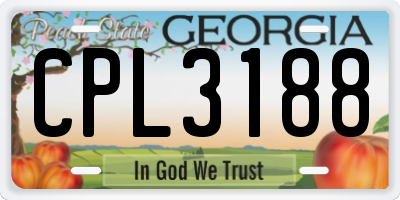 GA license plate CPL3188