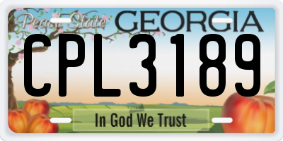 GA license plate CPL3189