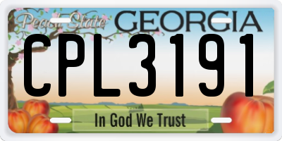GA license plate CPL3191