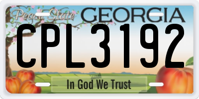 GA license plate CPL3192
