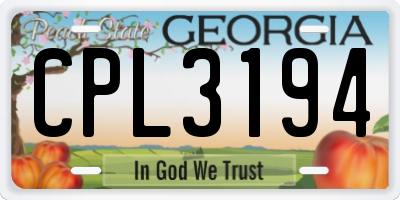 GA license plate CPL3194