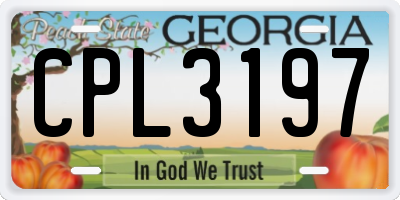 GA license plate CPL3197