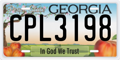 GA license plate CPL3198