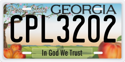 GA license plate CPL3202