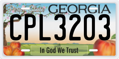 GA license plate CPL3203