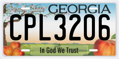 GA license plate CPL3206
