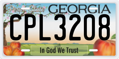 GA license plate CPL3208