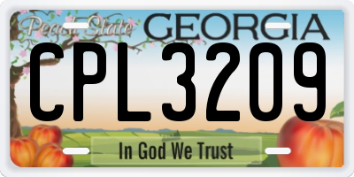 GA license plate CPL3209