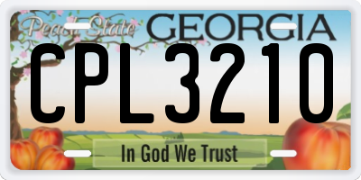 GA license plate CPL3210
