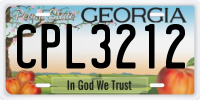 GA license plate CPL3212