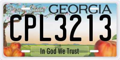 GA license plate CPL3213