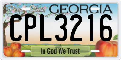 GA license plate CPL3216