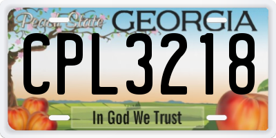 GA license plate CPL3218