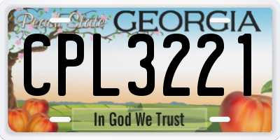 GA license plate CPL3221