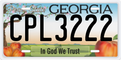 GA license plate CPL3222