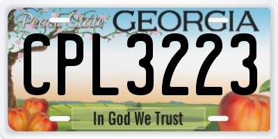 GA license plate CPL3223