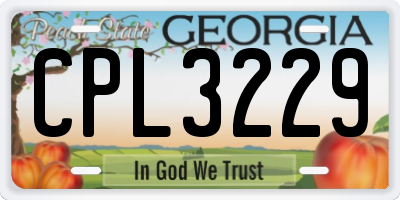GA license plate CPL3229