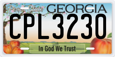 GA license plate CPL3230