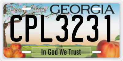 GA license plate CPL3231