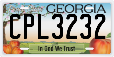 GA license plate CPL3232