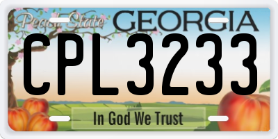 GA license plate CPL3233