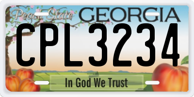 GA license plate CPL3234