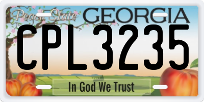 GA license plate CPL3235