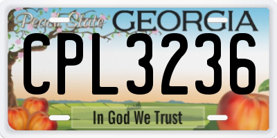 GA license plate CPL3236