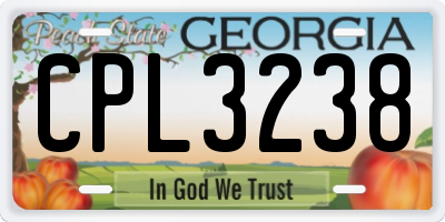 GA license plate CPL3238