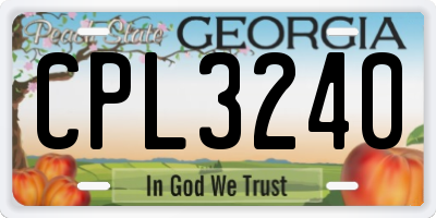 GA license plate CPL3240