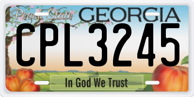 GA license plate CPL3245