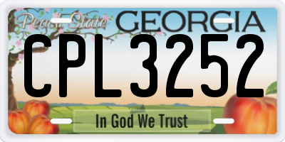 GA license plate CPL3252