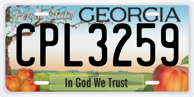 GA license plate CPL3259