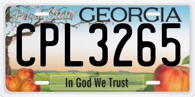 GA license plate CPL3265