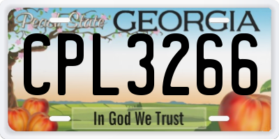 GA license plate CPL3266