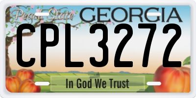 GA license plate CPL3272