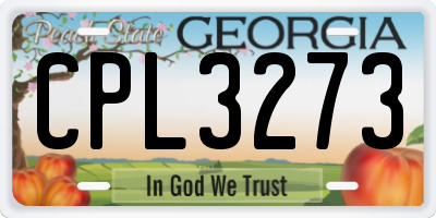 GA license plate CPL3273